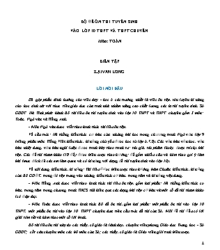Bộ đề ôn thi tuyển sinh vào lớp 10 THPT và THPT chuyên môn Toán