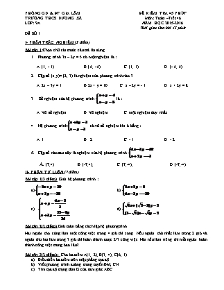 Đề kiểm tra 45 phút môn Toán 9 - Tiết 46 - Trường THCS Dương Xá