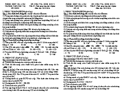 Đề kiểm tra Hình học 9 - Tiết 57 - Trường THCS Phú Thị