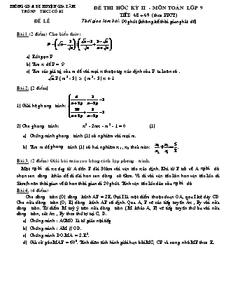 Đề kiểm tra học kì II môn Toán 9 - Tiết 68, 69 (PPCT) - Trường THCS Cổ BI