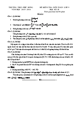 Đề kiểm tra học kì II môn Toán 9 - TrườngTHCS Phù Đổng