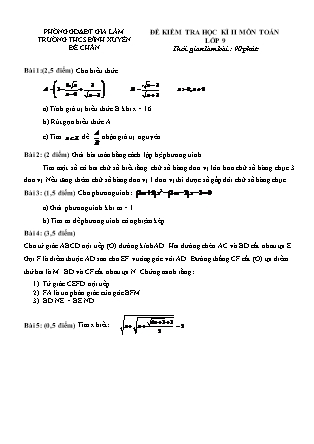 Đề kiểm tra học kì II môn Toán lớp 9 - Trường THCS Đình Xuyên