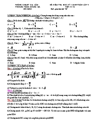 Đề kiểm tra học kỳ I môn Toán lớp 9 - Tiết 34, 35 - Trường THCS Dương Hà