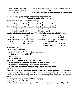 Đề kiểm tra học kỳ I môn Toán lớp 9 - Trường THCS Kim Sơn