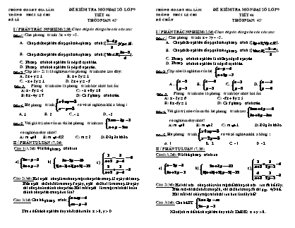 Đề kiểm tra môn Đại số lớp 9 - Tiết 46 - Trường THCS Lệ Chi