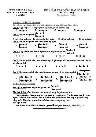 Đề kiểm tra môn Đại số lớp 9 - Tiết 49 (theo PPCT) - Trường THCS Trung Mầu