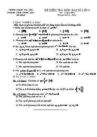 Đề kiểm tra môn Đại số lớp 9 - Tiết 63 (theo PPCT) - Trường THCS Trung Mầu