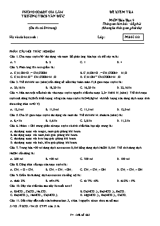 Đề kiểm tra môn Hóa học 9 (Đề 1) - Trường THCS Văn Đức