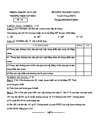 Đề kiểm tra môn Toán 9 - Tiết 57 (theo PPCT) - Trường THCS Văn Đức