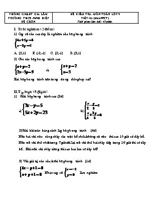 Đề kiểm tra môn Toán lớp 9 - Tiết 46 (theo PPCT) - Trường THCS Ninh Hiệp