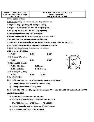 Đề kiểm tra môn Toán lớp 9 - Tiết 57 (theo PPCT) - Trường THCS Ninh Hiệp