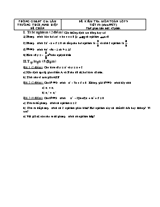 Đề kiểm tra môn Toán lớp 9 - Tiết 59 (theo PPCT) - Trường THCS Ninh Hiệp