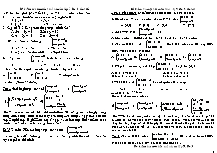 Đề kiểm tra một tiết môn Toán lớp 9 - Tiết 46