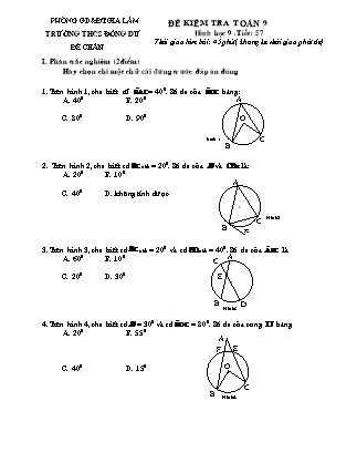 Đề kiểm tra Toán Hình học 9 - Tiết 57 - Trường THCS Đông Dư