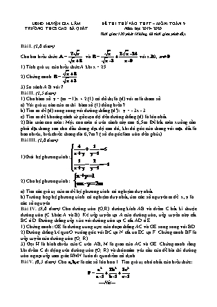 Đề thi thử vào THPT – Môn Toán 9