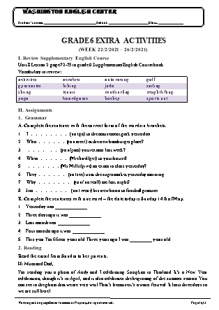 Grade 6 Extra activities (week 22/2 – 26/2)