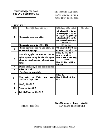 Kế hoạch dạy học môn Giáo dục công dân lớp 8, 9 - Học kì II