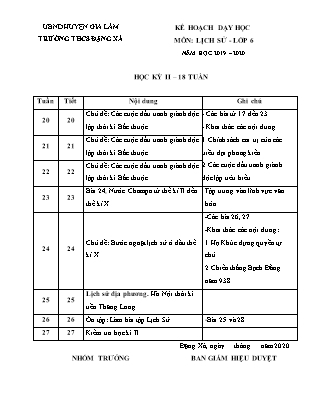 Kế hoạch dạy học môn Lịch sử lớp 6, 7 - Học kì II