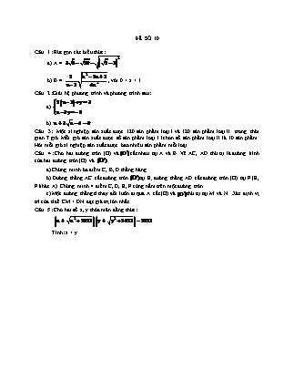 Kiểm tra Toán lớp 9 - Đề số 10