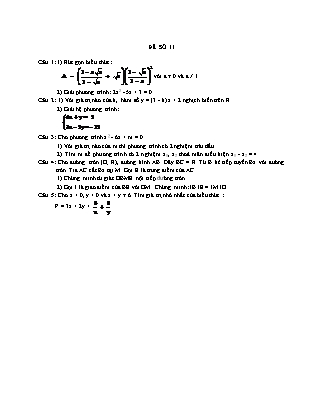 Kiểm tra Toán lớp 9 - Đề số 11