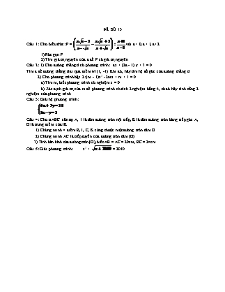 Kiểm tra Toán lớp 9 - Đề số 13