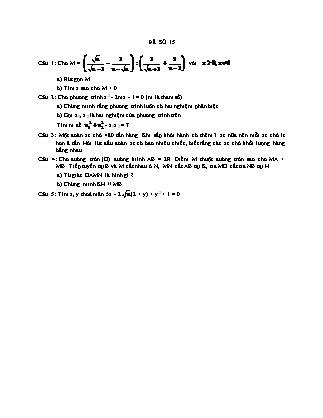 Kiểm tra Toán lớp 9 - Đề số 15