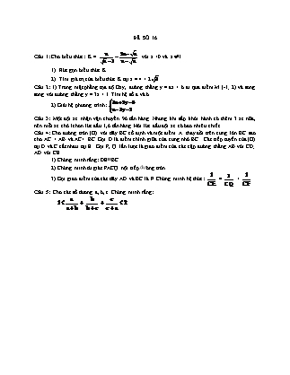 Kiểm tra Toán lớp 9 - Đề số 16