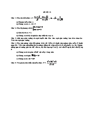 Kiểm tra Toán lớp 9 - Đề số 19