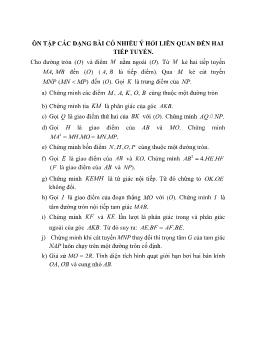 Ôn tập các dạng bài có nhiều ý hỏi liên quan đến hai tiếp tuyến