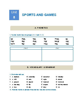 Ôn tập Tiếng Anh 6 - Unit 8: Sports and games