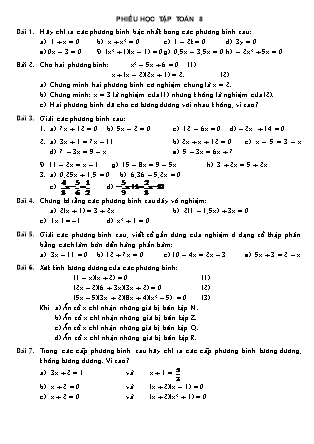 Phiều học tập Toán 8