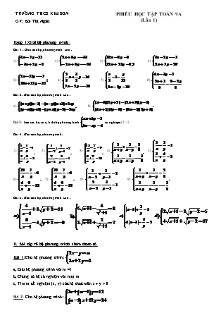 Phiếu học tập Toán 9 (lần 1) - GV: Bùi Thị Ngân