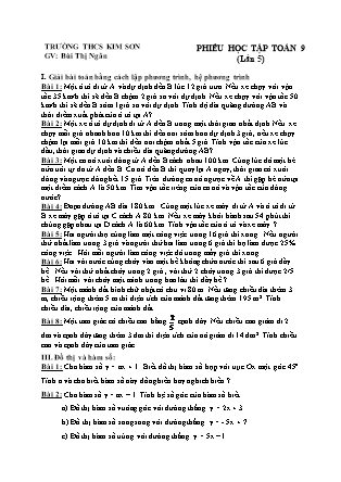 Phiếu học tập Toán 9 (lần 5) - GV: Bùi Thị Ngân