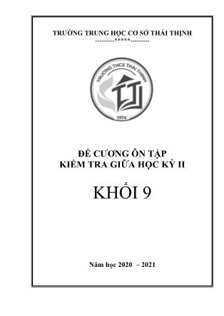 Đề cương ôn tập kiểm tra giữa học kỳ II khối 9