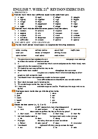 English 7 - Week 21th revison exercises