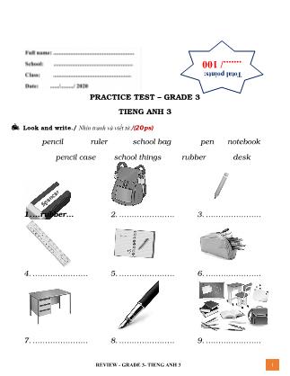 Practice test – Grade 3