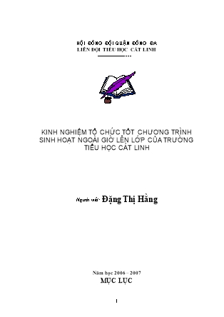 Sáng kiến kinh nghiệm Kinh nghiệm tổ chức chương trình sinh hoạt ngoài giờ lên lớp của trường Tiểu học Cát Linh