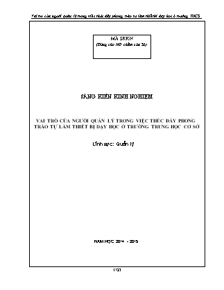 Sáng kiến kinh nghiệm Vai trò của người quản lý trong việc thúc đẩy phong trào tự làm thiết bị dạy học ở trường trung học cơ sở