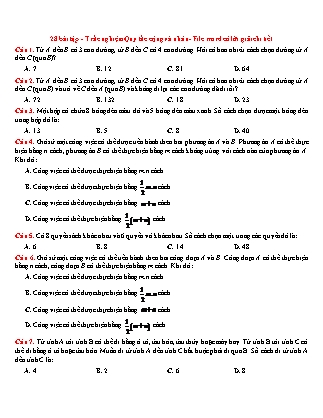 28 Bài tập trắc nghiệm Đại số Lớp 11 - Quy tắc cộng và nhân (Có đáp án)