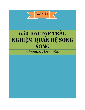650 Bài tập trắc nghiệm Quan hệ song song Toán Lớp 11
