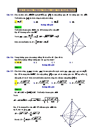 88 Câu trắc nghiệm Hình học Lớp 11 - Đường thẳng vuông góc với mặt phẳng (Có đáp án)