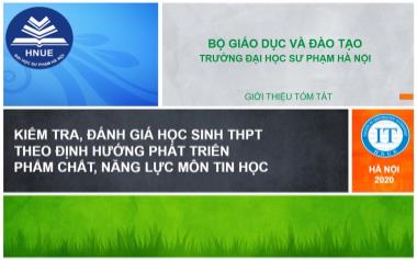 Bài giảng Bồi dưỡng môđun 3: Kiểm tra, đánh giá học sinh THPT theo định hướng phát triển phẩm chất, năng lực môn Tin học năm 2020