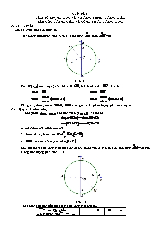 Bài tập Đại số và Giải tích Lớp 11 - Chương 1: Hàm số lượng giác và phương trình lượng giác