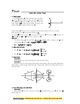Bài tập Hình học Lớp 11 - Bài 3: Phép đối xứng trục