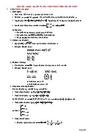 Bài tập trắc nghiệm Giải tích Khối 12 - Chương 3 - Chủ đề 1: Dạng đại số và các phép toán trên tập số phức (Có đáp án)