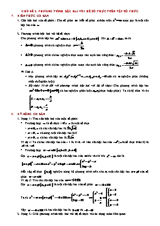 Bài tập trắc nghiệm Giải tích Lớp 12 - Chương 4 - Chủ đề 2: Phương trình bậc hai với hệ số thực trên tập số phức (Có đáp án)