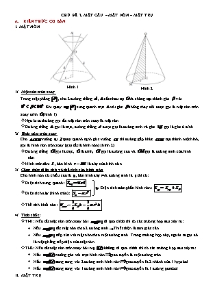 Bài tập trắc nghiệm Giải tích Lớp 12 - Chương 7 - Chủ đề 2: Mặt cầu. Mặt nón. Mặt trụ (Có đáp án)