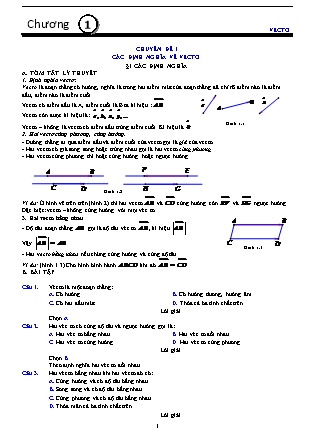 Chuyên đề Toán Lớp 10 - Chương 1: Vectơ - Chuyên đề 1: Các định nghĩa về vecto - Bài 1: Các định nghĩa - Đặng Việt Đông
