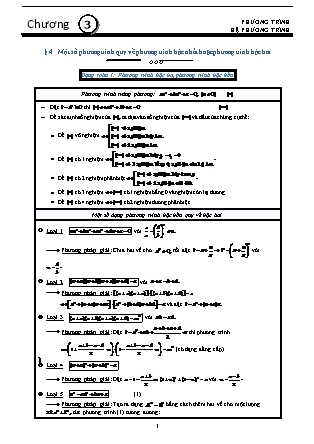 Chuyên đề Toán Lớp 10 - Chương 3: Phương trình. Hệ phương trình - Bài 4: Một số phương trình quy về phương trình bậc nhất hoặc phương trình bậc hai - Đặng Việt Đông