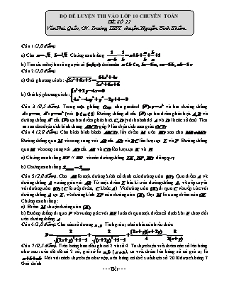 Đề luyện thi vào Lớp 10 chuyên Toán - Đề số 22 - Trường THPT chuyên Nguyễn Bỉnh Khiêm (Có đáp án)